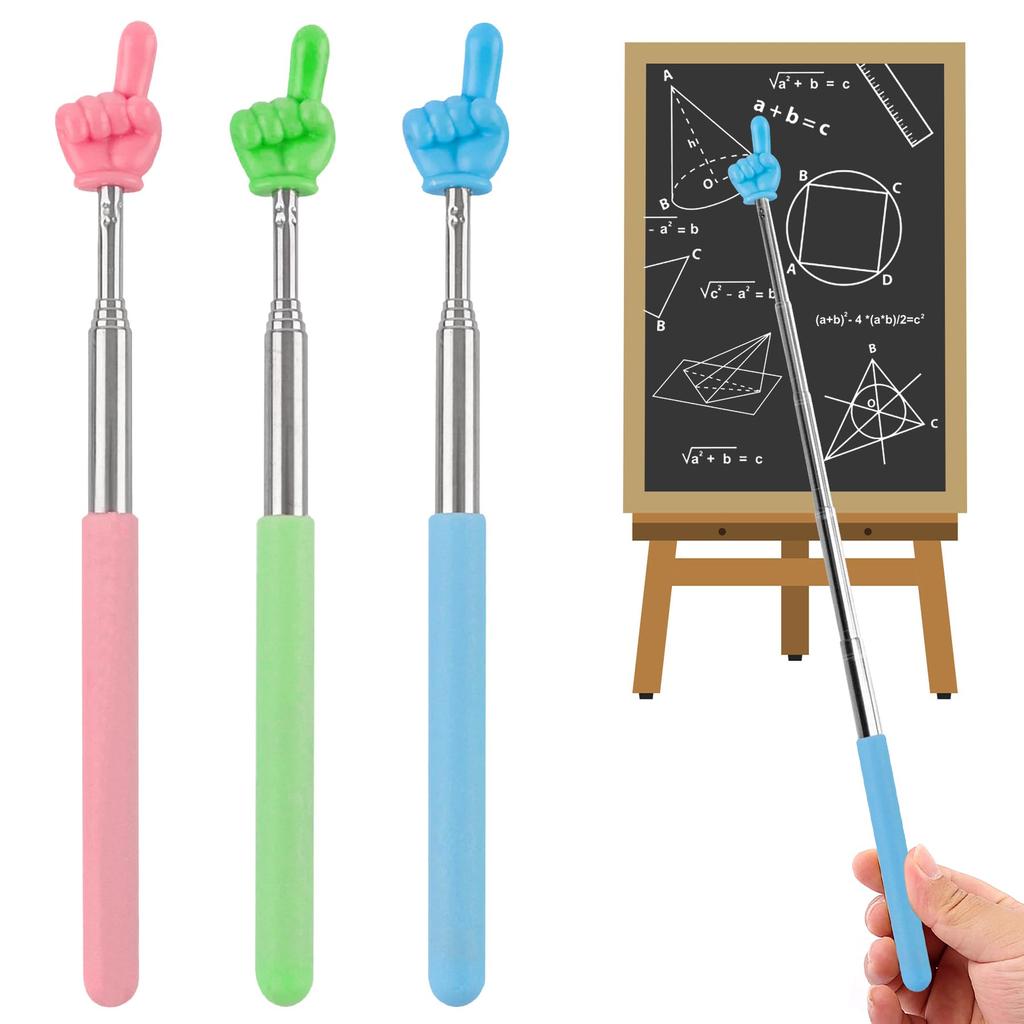 2Pcs Retractable Teacher Pointer for Classroom Kids Reading Extendable Finger Sticks Mini Hand Pointing Stick School Supplies