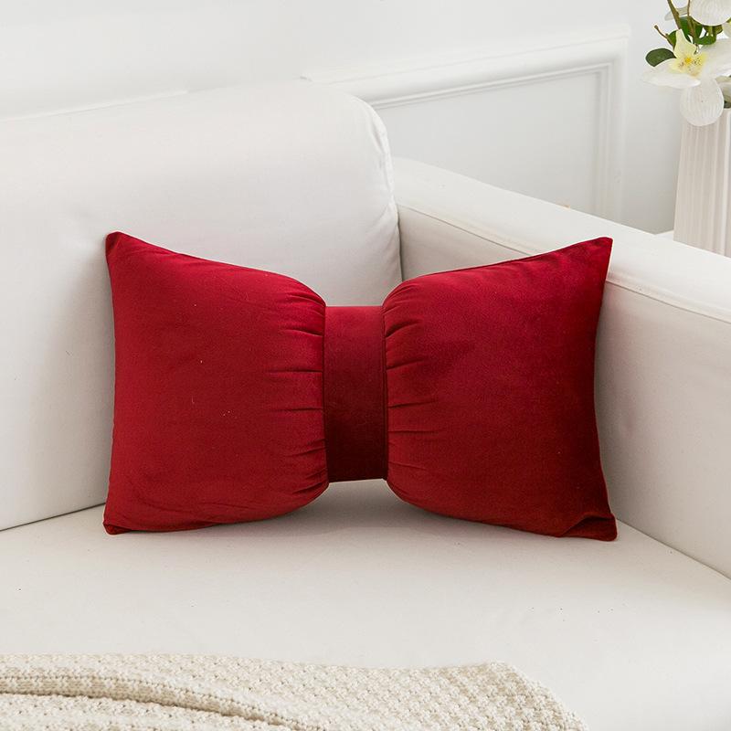 Housse d'oreiller nœud en velours élégant Couleur unie Style Ins Housse de coussin Oreiller de lit Coussin de canapé Nœud 30x50cm Housse d'oreiller 30x50cm white