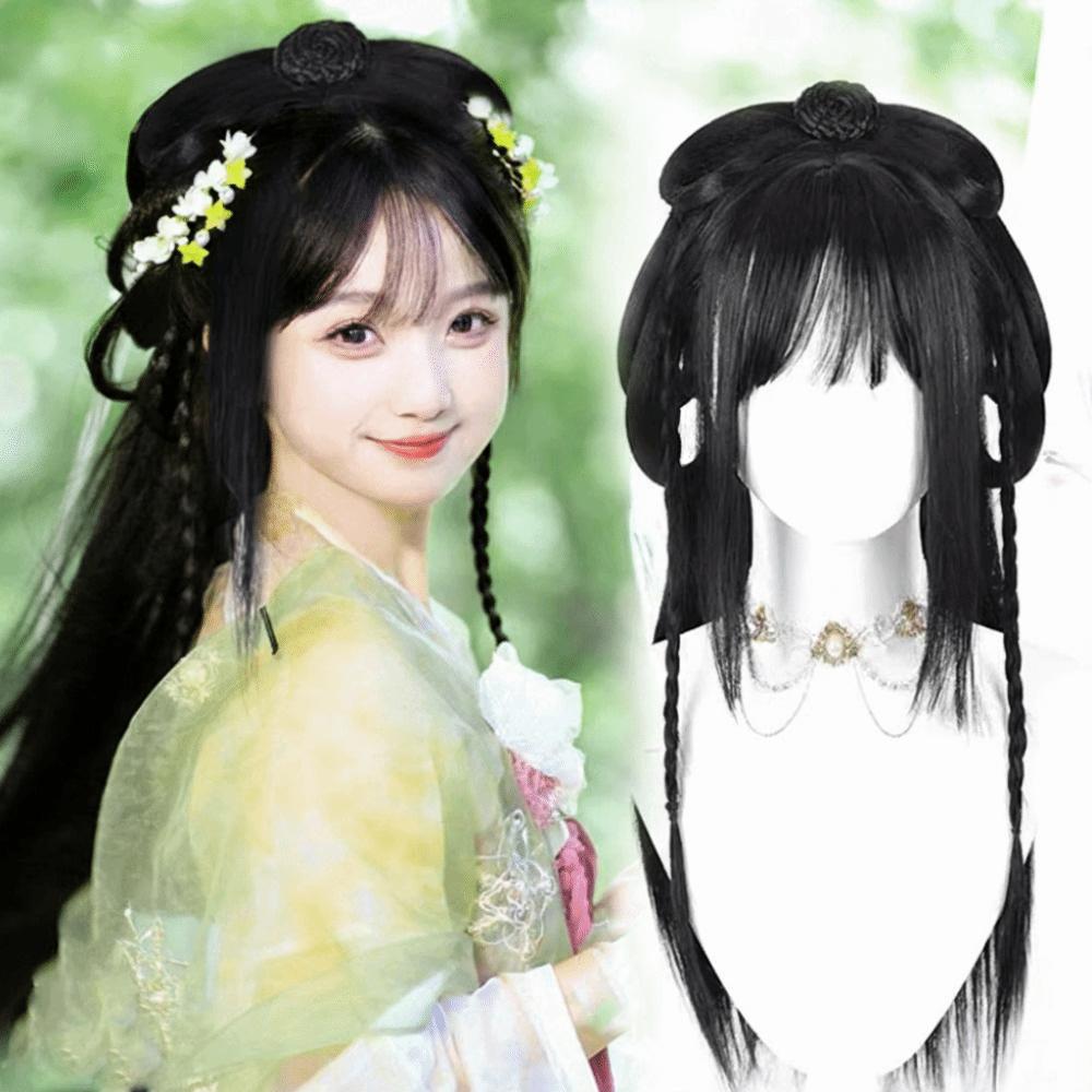 Heat-resistant Chinese Ancient Style Wigs Synthetic Cosplay Hanfu Modelling Wig for Women