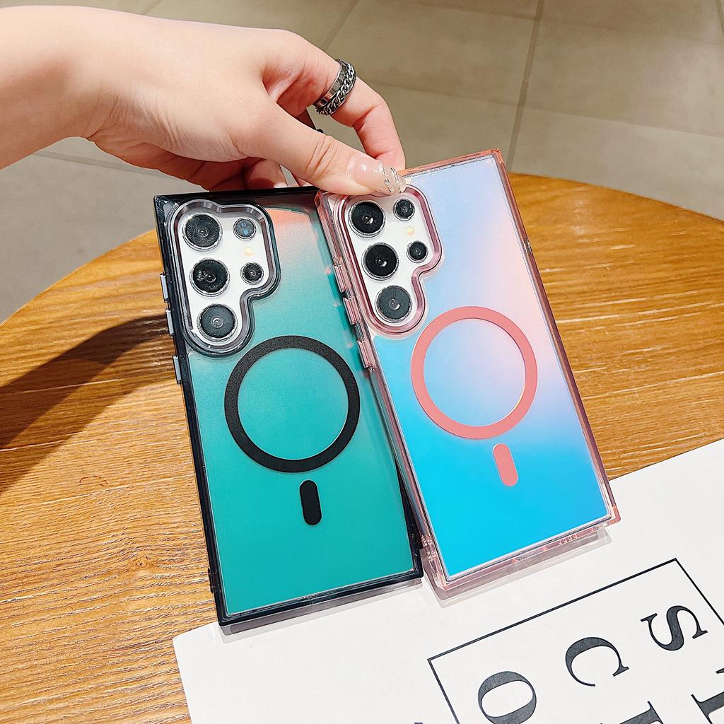 For Samsung Galaxy S24 Ultra Case Compatible with MagSafe Color Changing TPU Phone Back Cover