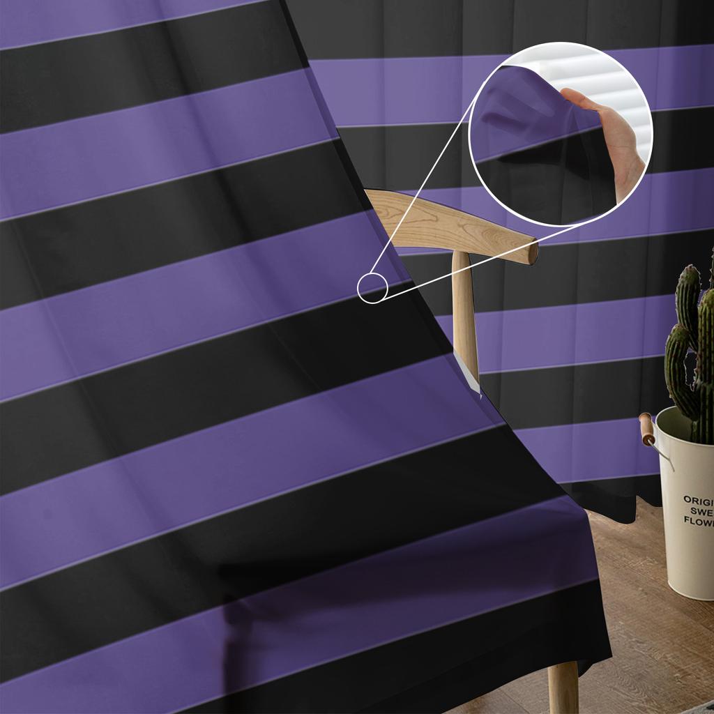Draperii Halloween cu Dungi Tulle Violet Pentru Decorarea Livingului Draperie Modernă din Șifon Transparent Voal pentru Bucătărie
