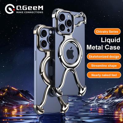 Lüks Manyetik Sıvı Metalik Kaplama PC Cep Telefonu Kılıfı iPhone 14 13 15 Pro Max Hollow Dissipation Shell Darbeye Dayanıklı Kapak