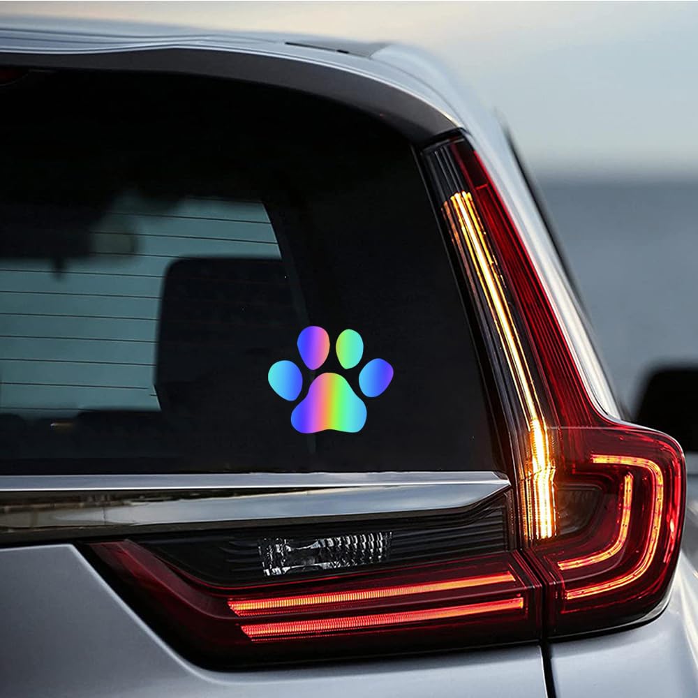 Tuqiang 10 Pcs Reflective Stickers Decoration Car Sticker Accessory Car Suitcase 3D Stickers(Cats, Paws)