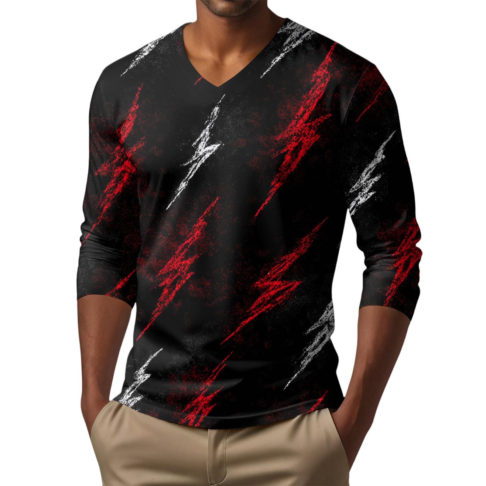 

Мужская футболка с V-образным вырезом, повседневная, модная, с принтом, с длинным рукавом XL
