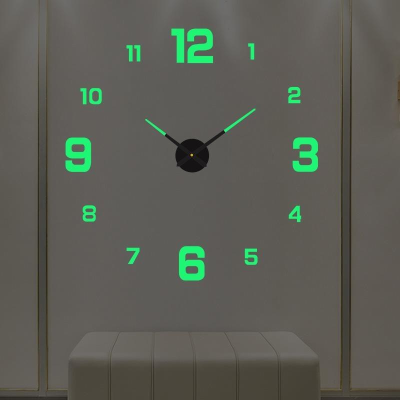 3D-Wanduhr, leuchtende, rahmenlose Wanduhren, DIY-Digitaluhr, Wandaufkleber, geräuschlose Uhr für Zuhause, Wohnzimmer, Büro, Wanddekoration