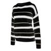 Women's Fashion Patchwork  Striped Knit Pullover Loose Sweater