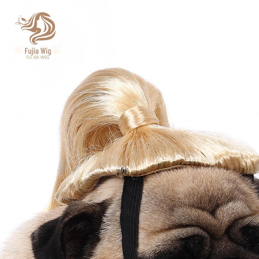 Universal Pet Wigs: Funny High Pony Hairstyles for Cats and Dogs - Perfect for Christmas and Halloween.