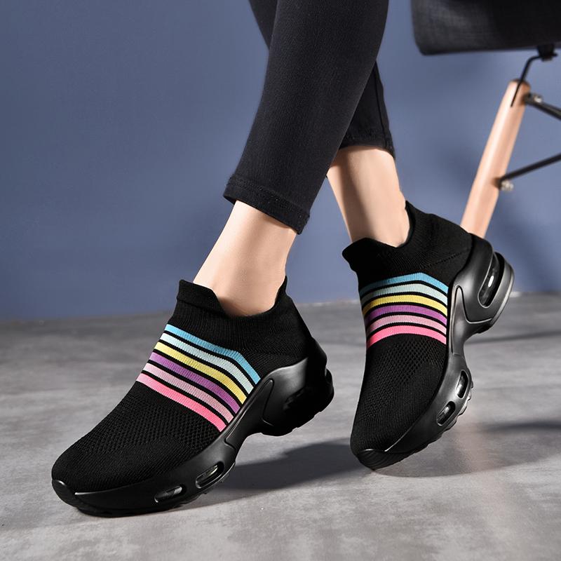 Women Slip on Walking Shoes Women Black Purple Pink Sneakers Elevator Platform Socks Shoes Women's Orthopedic Casual Shoes Plus Size 42 43
