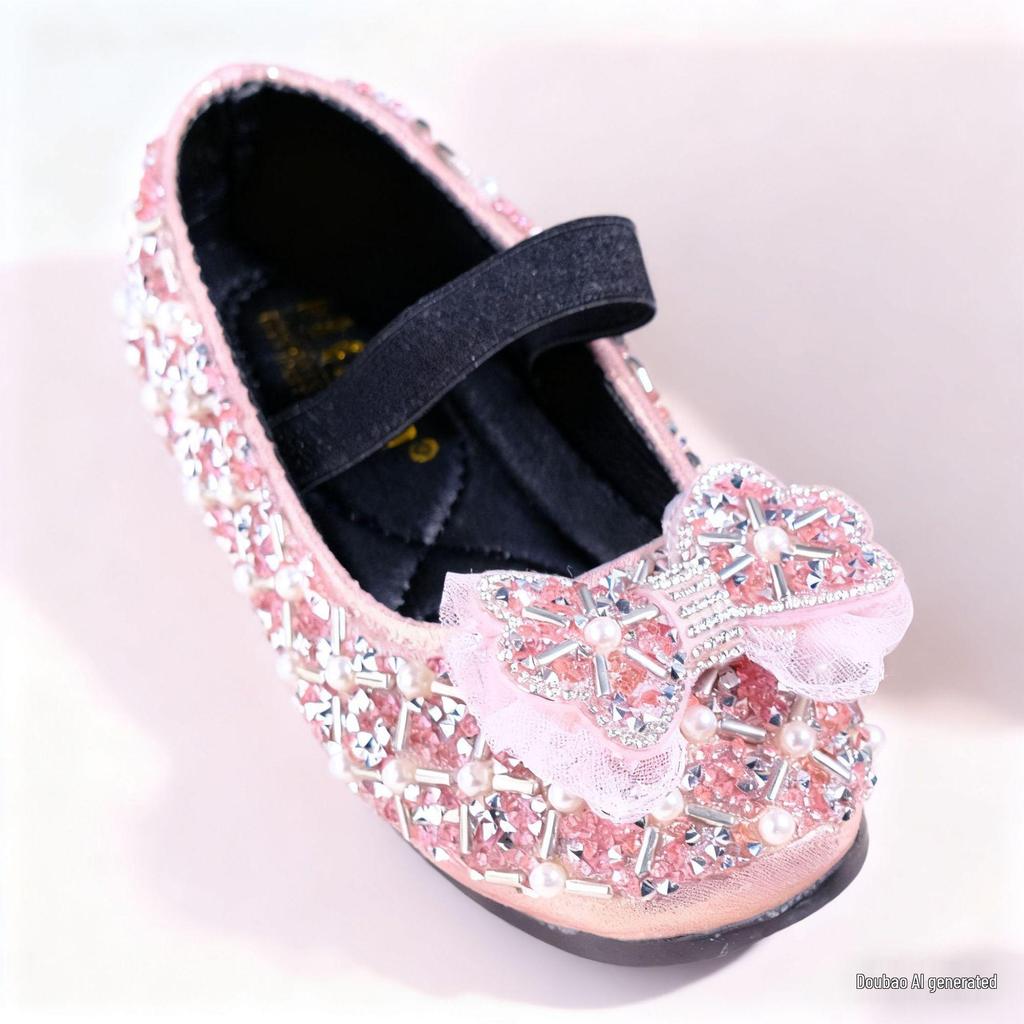 Autumn 2025 Rhinestone Princess Flats for Girls - Leather Dance Performance Shoes