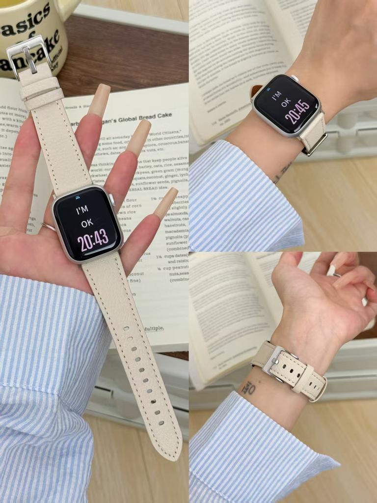 Nice Nata Leather loop Correa For Apple Watch band Series 11/10/9/8/7/6/5/4/3/2/1 38mm 40mm 41mm 42mm 44mm 45mm 46mm 49mm Strap