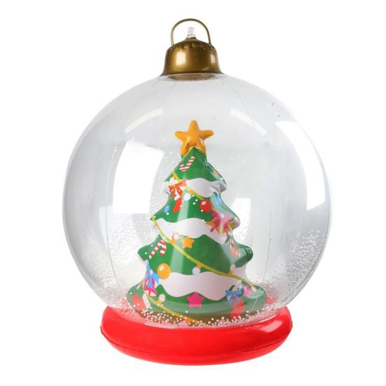 Boule de Noël Gonflable Transparente avec Lumières Décoration de Noël Extérieure en PVC Ornement Flocon de Neige Rempli de Mousse Fausse Boule de Cristal pour Décor Festif