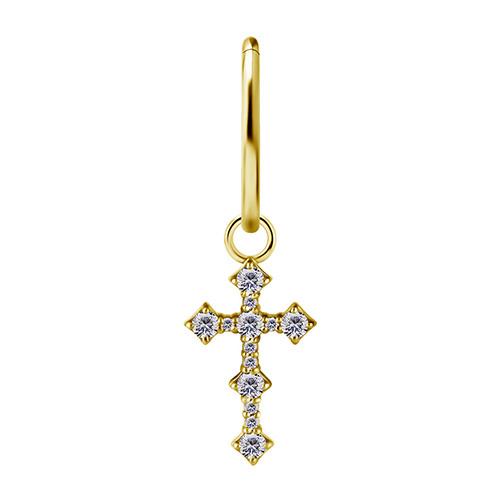 Charms - Cocr Nf - Gold Cross - Premium Zirconia - D-035