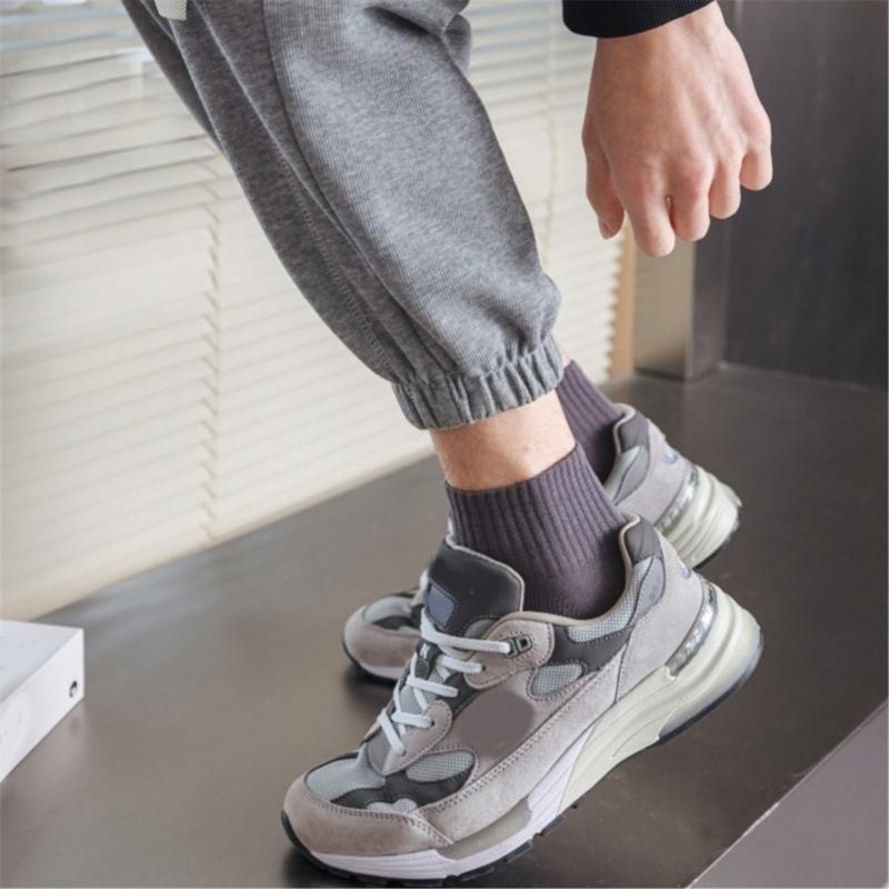 Mens Athletic Basic Solid Color Cotton Crew Socks Moisture Wicking Running Elastic Cuff Short Tube Ankle Socks for Men
