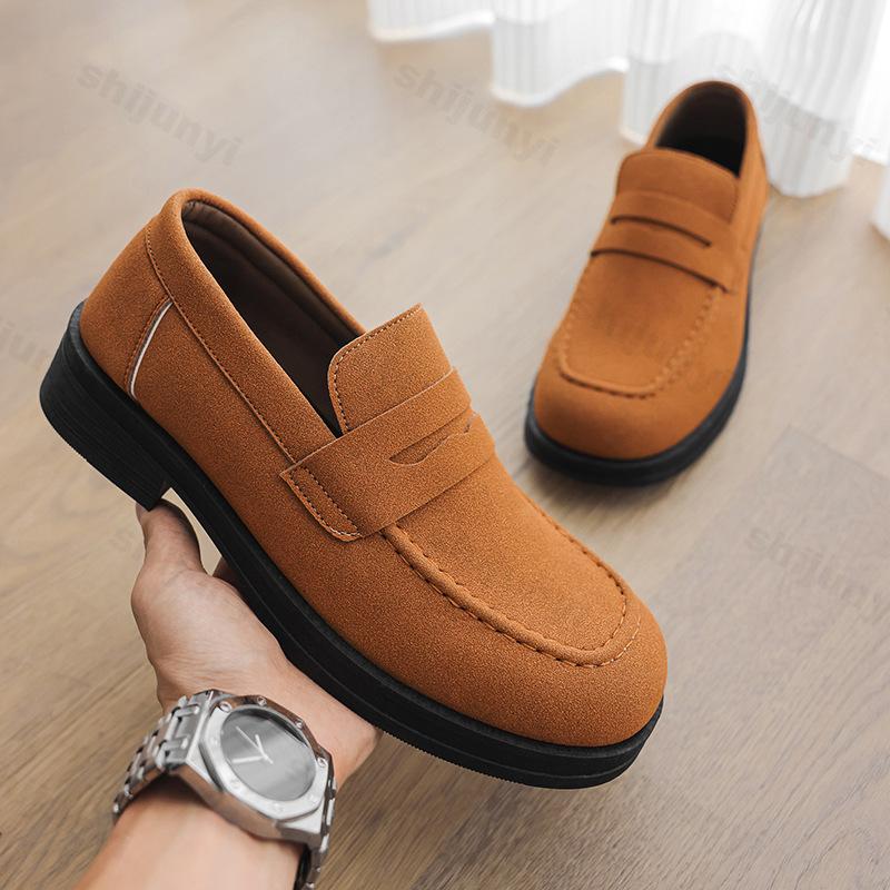 Fashion Retro Business Casual Shallow Mouth Thick Soled Shoes for Men 2025 Autumn New Comfortable Versatile British Style Loafers Shoes