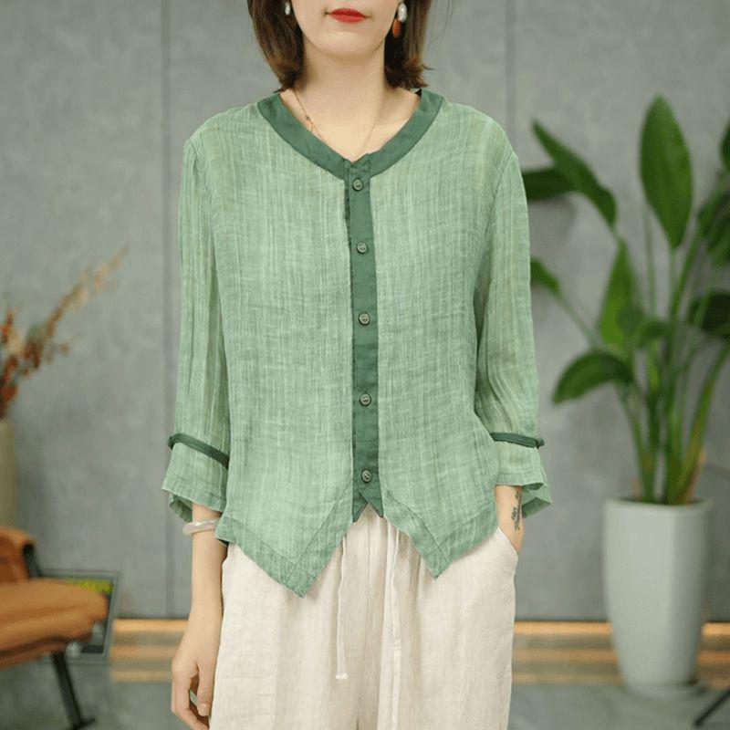 Women's Retro Cotton Linen Top: Summer Style Loose, Thinning Design, Temperament-Enhancing Small Shirt