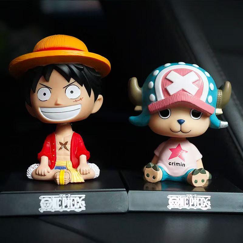 Cartoon Anime One Piece Cute Doll Luffy Sanji Zoro Chopper Action Figure Toy Model Phone Holder Bracket Car Decoration Toy Gift