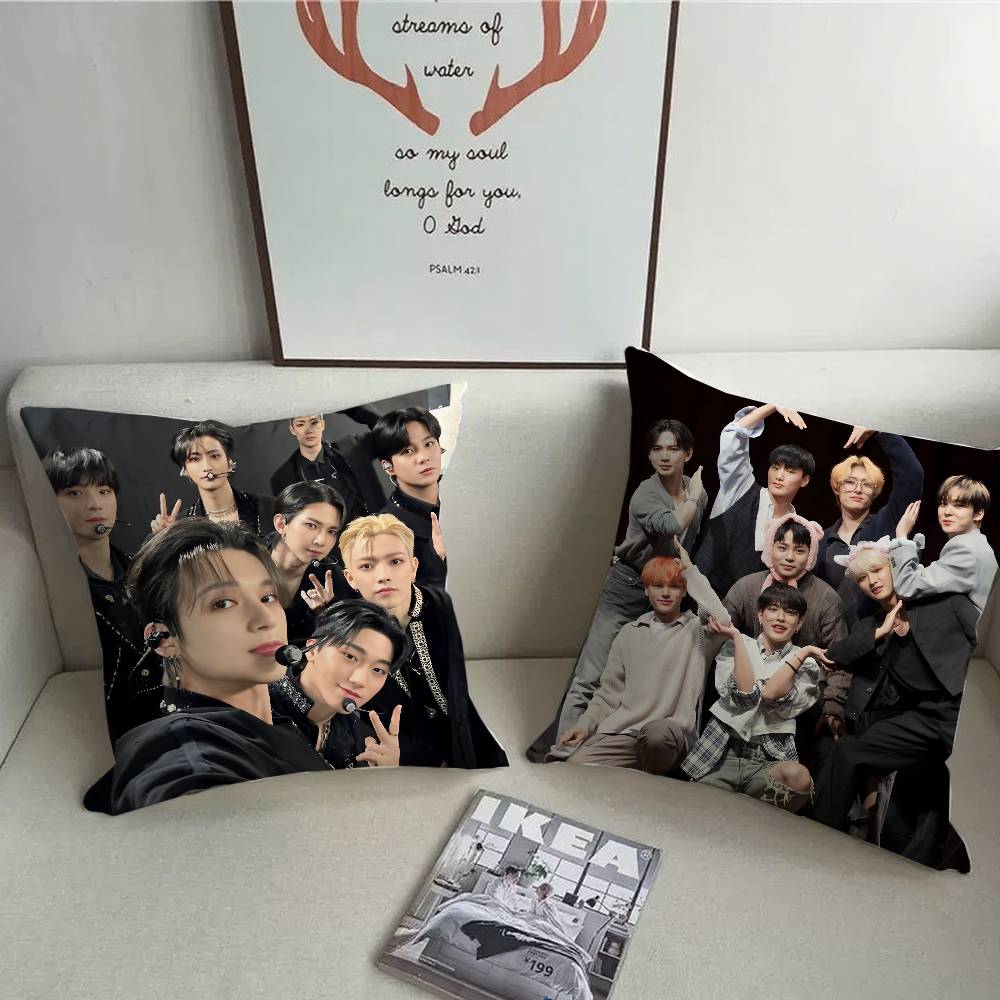 Kpop A-AteezS Pillow Case Short Plush Double-sided Print Square Throw Pillow Covers Sofa Home Cushion Decor