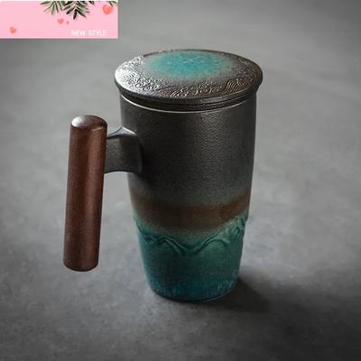 Keramiktasse Nordische Porzellantasse Sieb mit Deckel Groß Luxuriös Elegant Büro Teegläser Reise Tragbar Vintage Teetassen Set