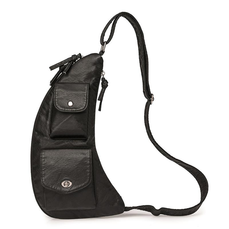 Women's Chest Bag Soft Leather Shoulder Bag Crossbody Small Bag Large Capacity Shoulder Travel Bag