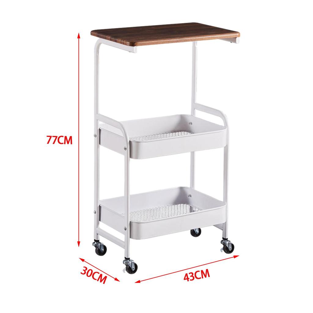 3 Tier Slim Storage Cart Mobile Trolley on Wheel Top Small Table Slide Out Organizer Rolling