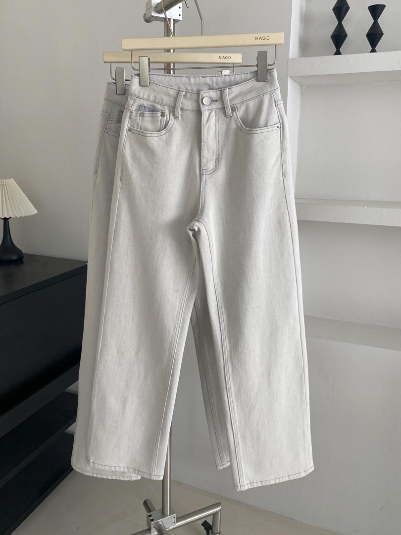 GAGD Women s High-Waisted Slimming White Fleece-Lined Straight-Leg Jeans, Petite, Four-Way Stretch, Autumn/Winter XL