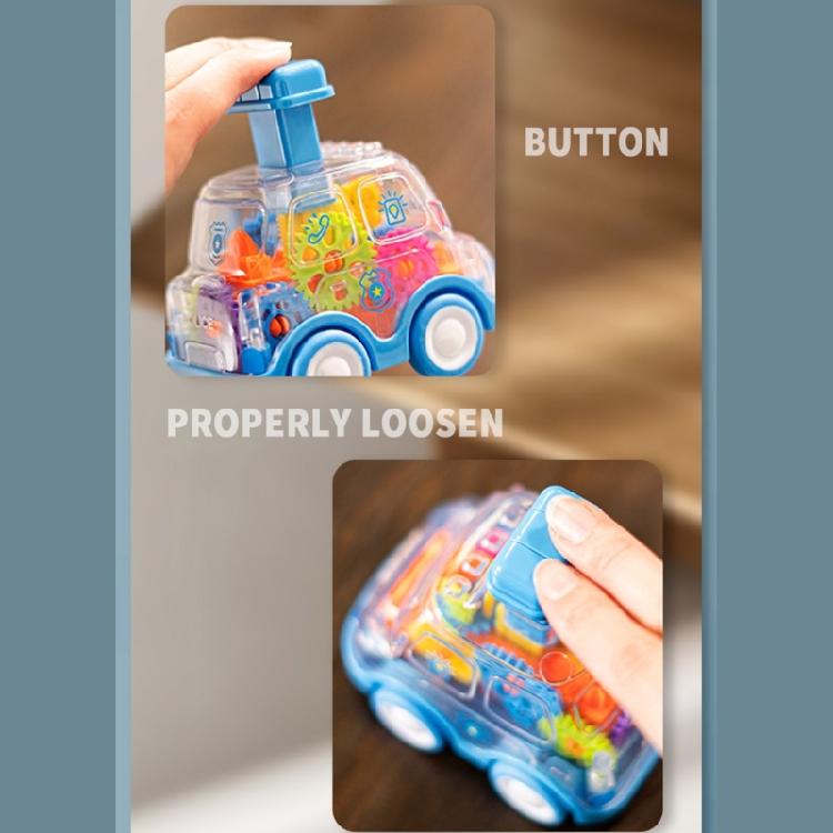 2PCS Friction Toy Pull Back Vehicle Transparent Body Working Gear Press and Go Sliding Car Educational Toy For Toddler