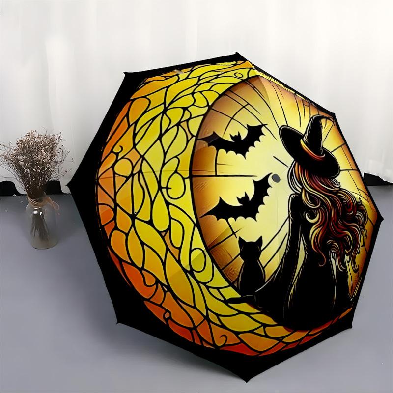 1pc Witch Moon Automatic Folding Umbrella, Sturdy And Durable Automatic Folding Umbrella with 8 Ribs, Convenient for Outdoor Use187