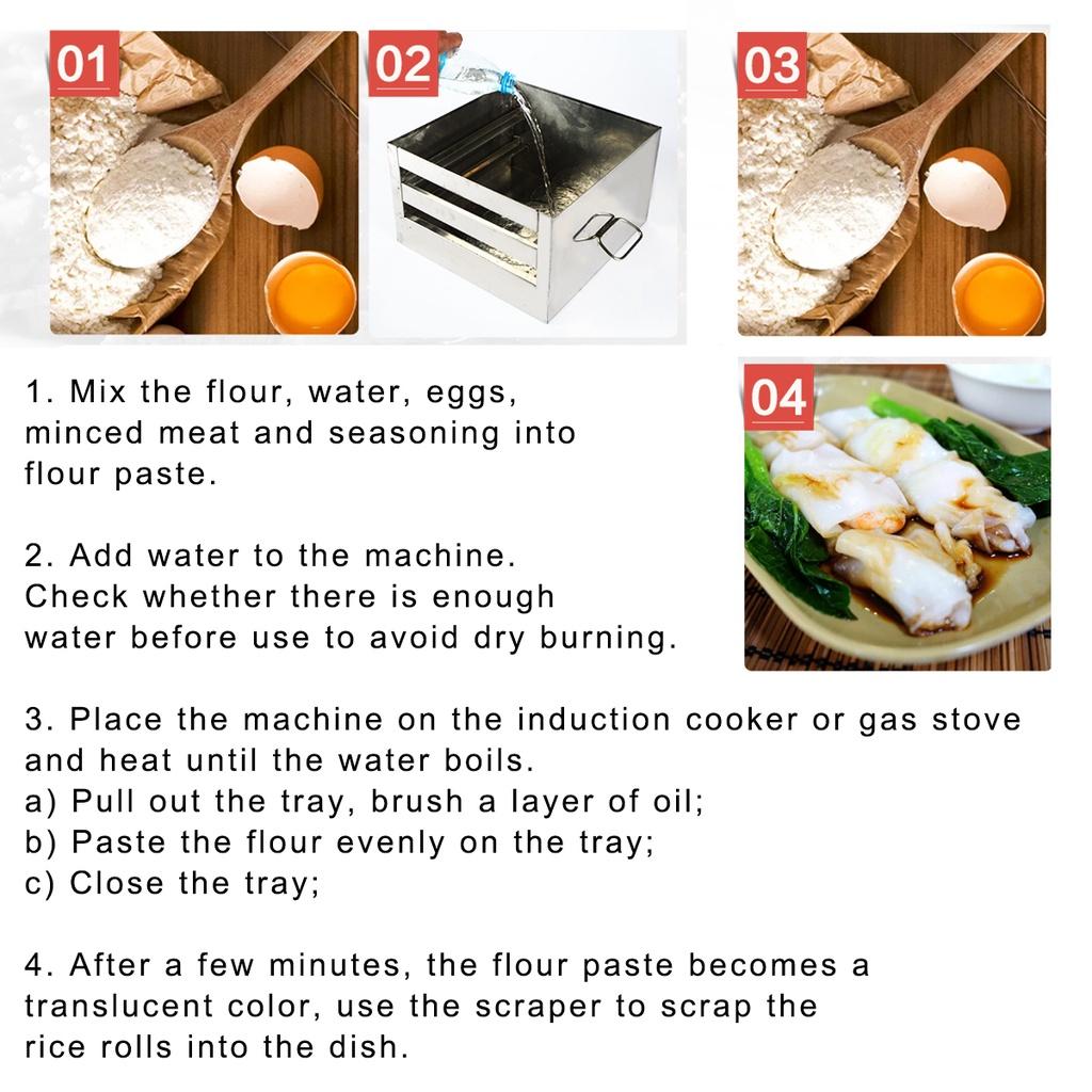 DIY Stroj na vaření rýže na nudličky v páře Nerezový parní zásuvkový kotel Kuchyňský plech na vaření Rychlá příprava jídla