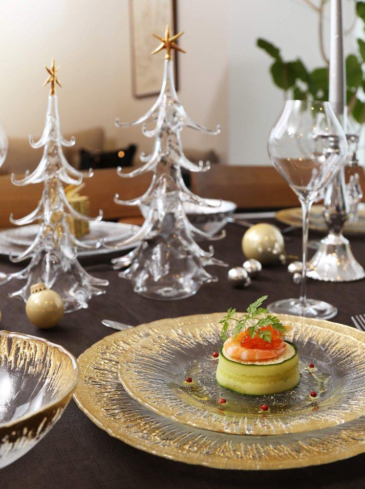 Vetro Felice Large Plate, Western Tableware, Gold, 33cm, Set of 4, Happy Glass Flash, 349133P