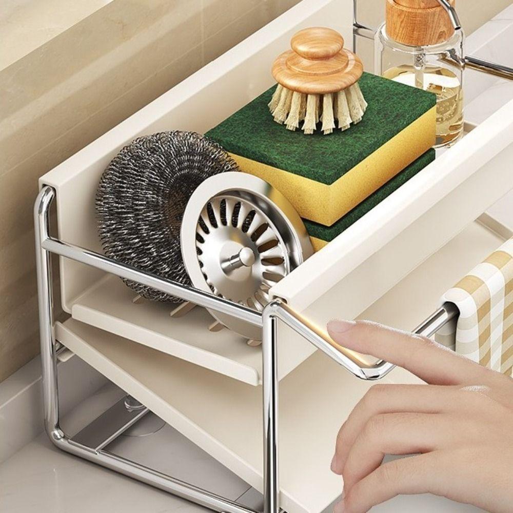Carbon Steel/Stainless Steel Sponge Holder Self Drain Storage Rack  Home Organization