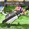 Portable Gas Barbecue, 2 Burners 5.6 kW, Camping Gas Barbecue with Side Shelves, Thermometer and Wheels, Black