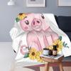 Cute Sunflower Pig Blanket Flannel Sofa Throw Blanket Super Soft for Home Bedroom Office Throws Bedspread Quilt