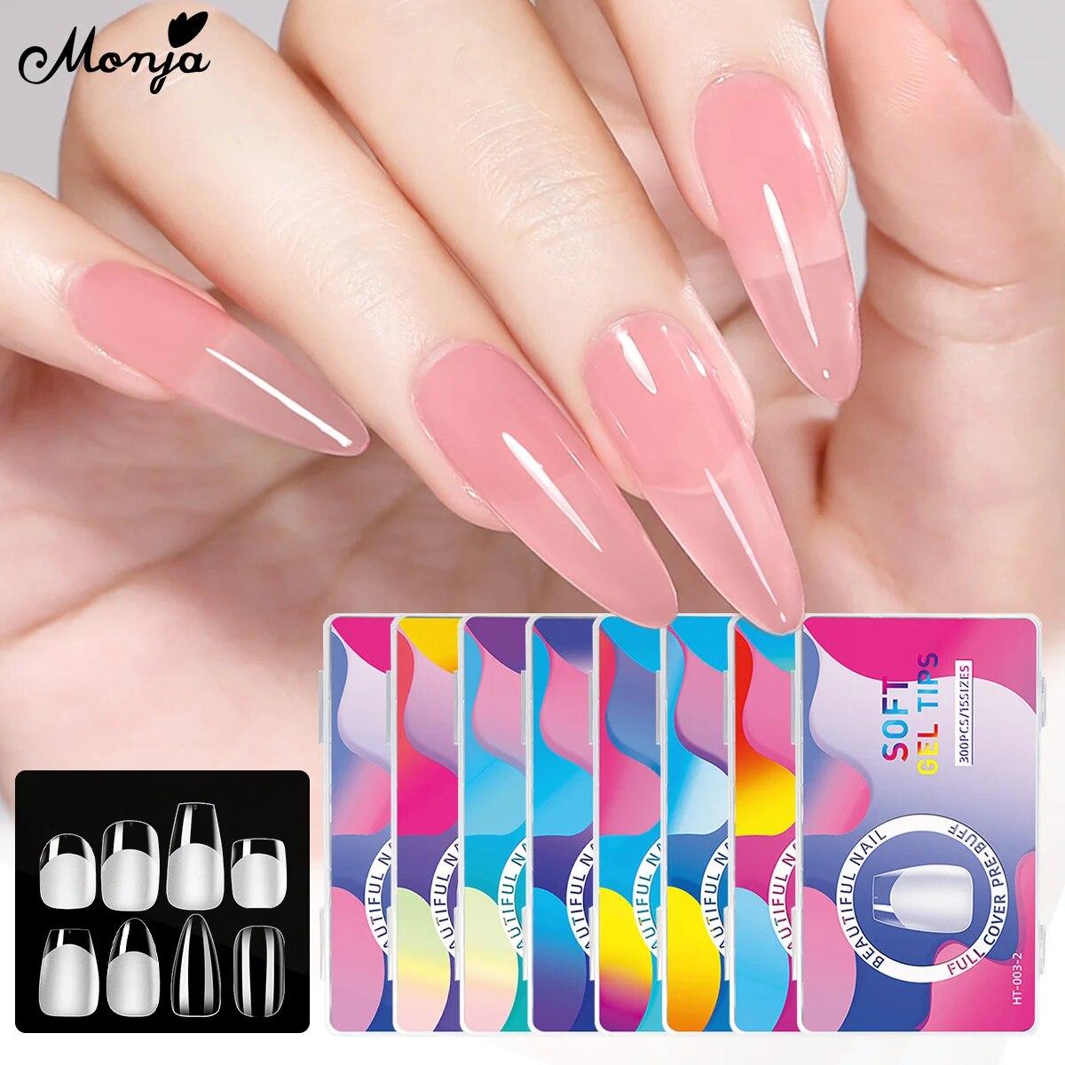 

Monja 300 шт. коробка накладные ногти матовые мягкие миндальные гробы овальные с полным покрытием искусственные накладные ногти акриловый наращиватель маникюрный инструмент «сделай сам»