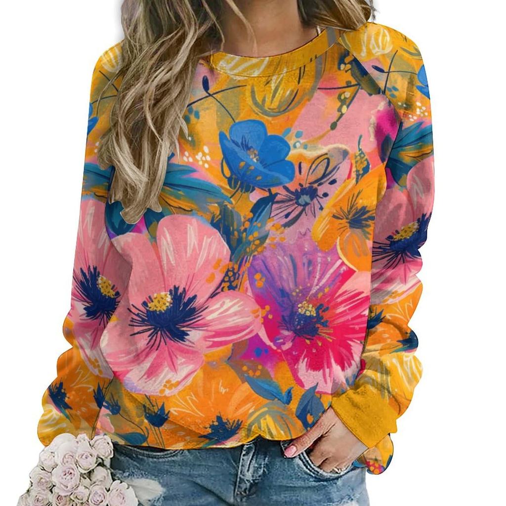 Floral Flower Pattern 3D Print Sweatshirts Women New Casual O-Neck Hoodies Streetwear Y2k Pullovers Harajuku Tops Woman Clothing