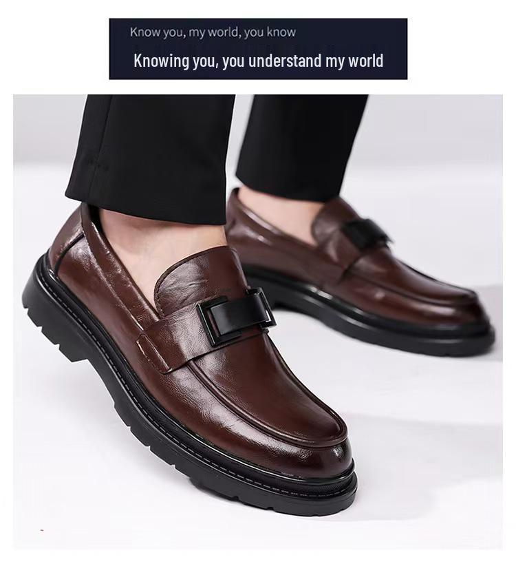 2025 Autumn Men's British Style Soft Sole Leather Shoes - Casual, High-End, Outdoor, Formal, Thick Sole