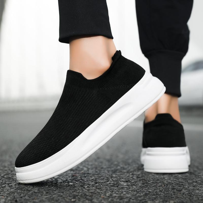 Spring and Summer New One-pedal Breathable Mesh Shoes Couple Thick-soled Fly-woven Foot Socks Casual Shoes Men's Shoes