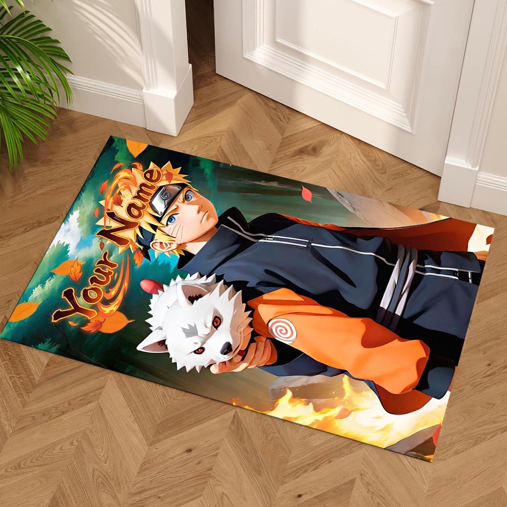 Naruto Character Customize Your Name Carpet Suitable for Playrooms Entryway Outdoor Living Rooms Antislip Carpet Anime Office Decor