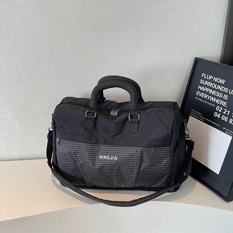 Expandable Color Contrast Trendy Sports Fitness Bag Wet And Dry Separation Swimming Fitness Training Bag Short Trip Handbag