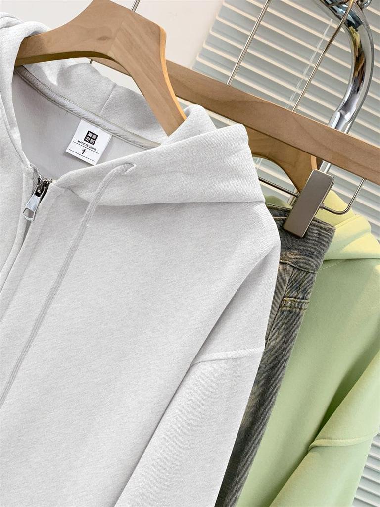 Women's Retro American-Style Hooded Cotton Cardigan with Plus Velvet for Autumn/Winter 2025