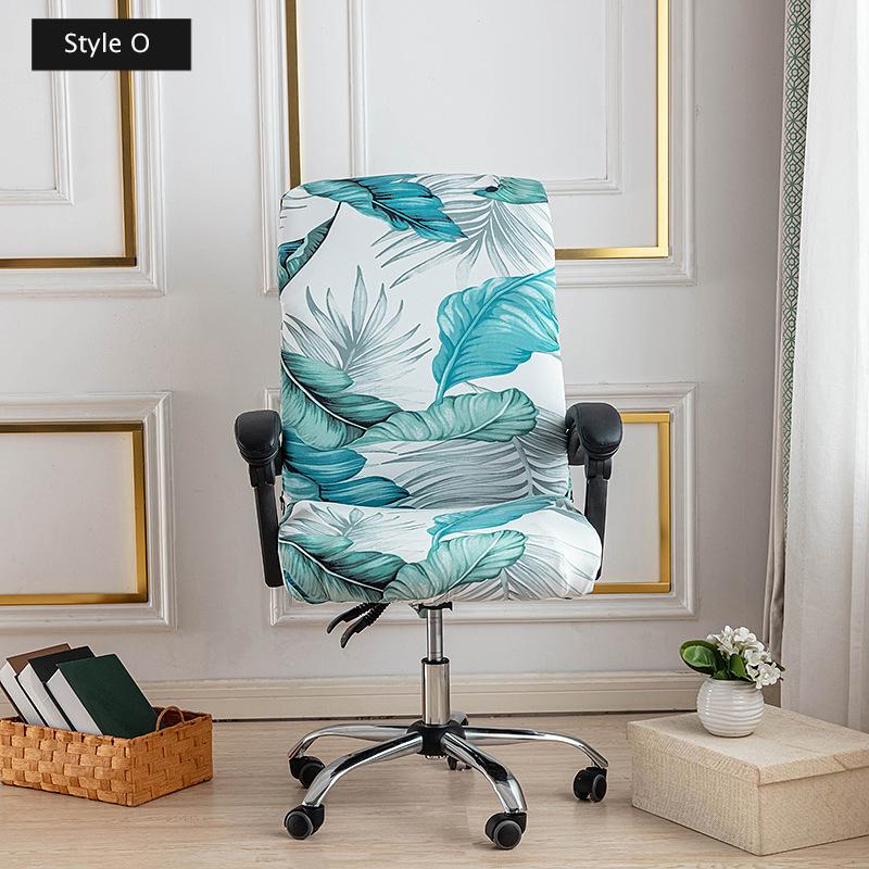 Stretch Printed Computer Office Chair Covers Universal Soft Desk Rotating Chair Protector with Zipper Removable Anti-Dust Cover