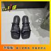 2025 summer new slippers muffin Internet celebrity set toe muffin bottom Roman word cool slippers thick-soled Korean sandals