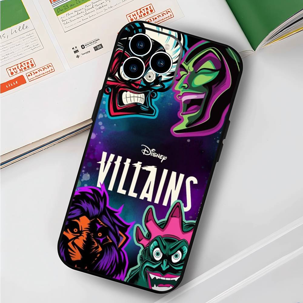 Disney Villains For iPhone 17 Air 16 15 14 13 12 11 Pro Black Soft Cover Phone Case