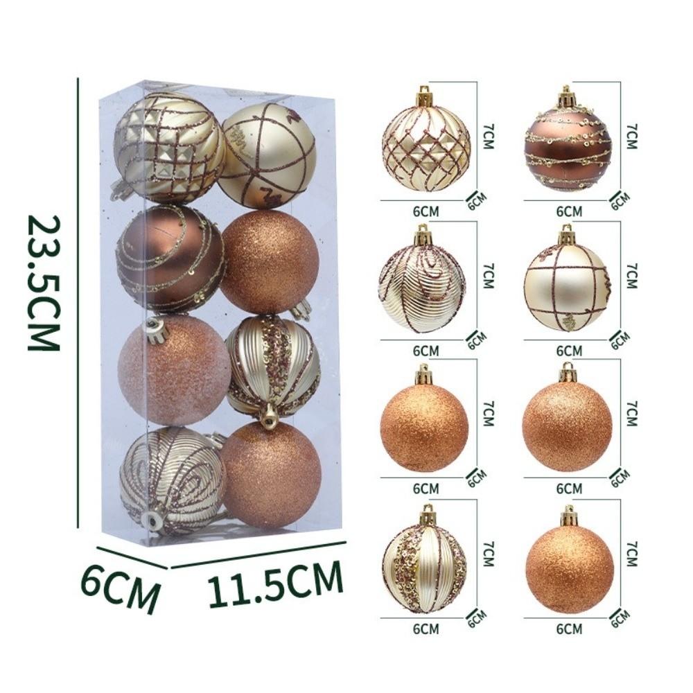 8pcs New 6cm Christmas Ball Pendant Electroplated DIY Xmas Tree Charm Plastics Xmas Tree Ornament for Christmas Celebration