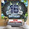 1pc 16th Birthday Party Background Banner - Vibrant Game Controllers and Balloon Design, Polyester Fabric Banner
