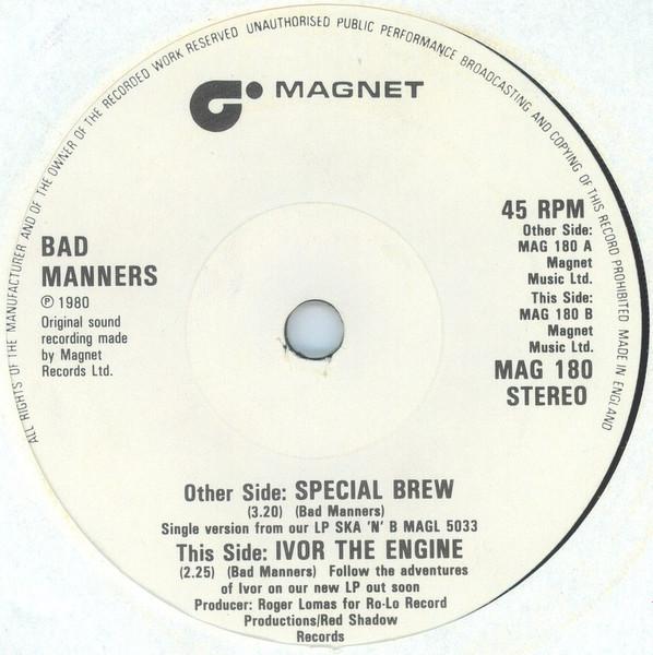

7inch Record BAD MANNERS - Special Brew MAG180 Magnet 1980 UK Rock Used