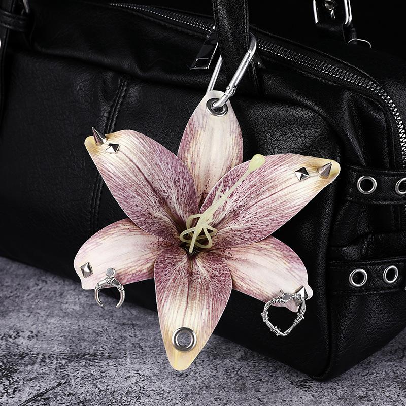Creative Lily Simulation Flower Keychain Pendant Backpack Decoration Accessories Gifts