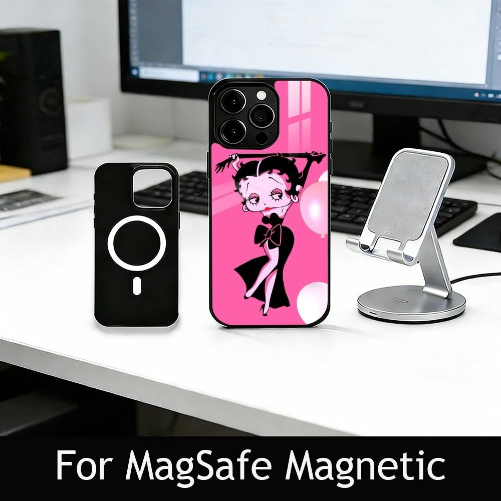 Be-Tty Boo-P Phone Case For iPhone17,16,15,14,13,12,11 Plus,Pro Magnetic with Magsafe Wireless Charging
