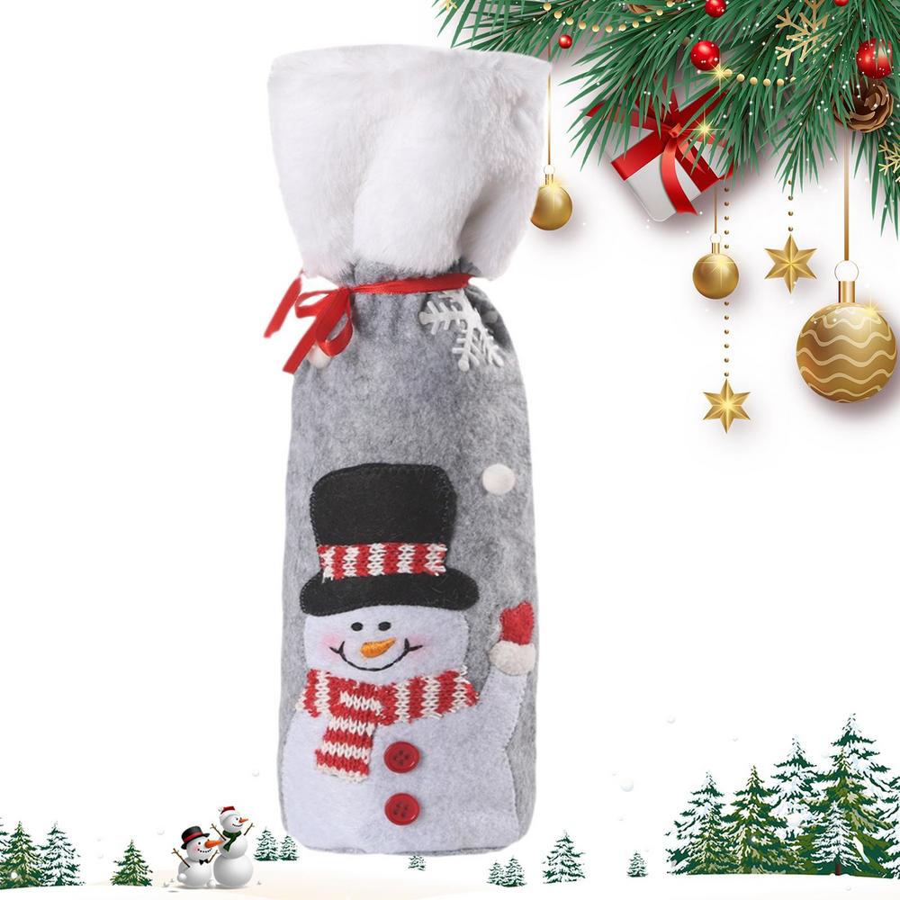 Christmas Fabric Wine Bottle Covers Reusable Festive Holiday Decoration Wine Bottle Cover For Christmas For Wedding Birthday