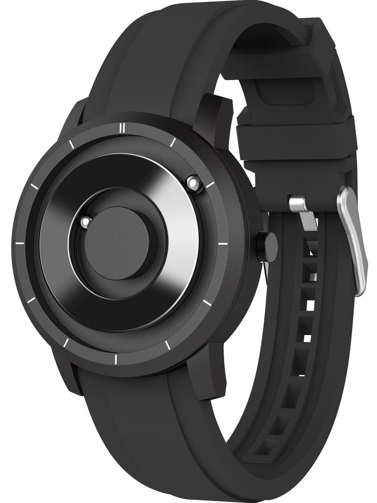 EUTOUR Magnetic Watch Men's Cool Simple Casual Quartz Watch Magnetic Ball Design 5ATM Waterproof 40MM Dial Rubber Band Black