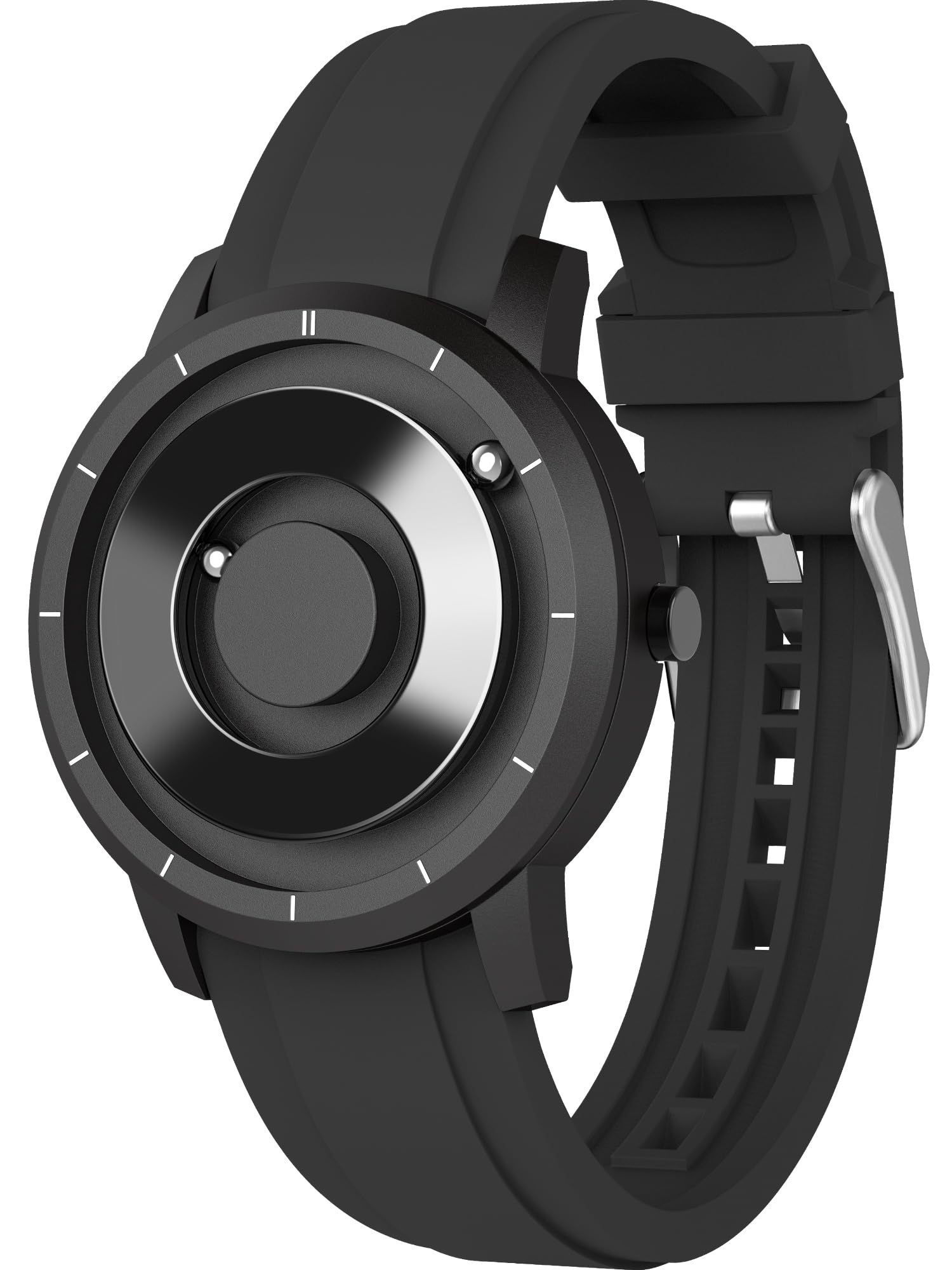 

Magnetic Wristwatch for Quartz Magnetic Ball 5ATM Water 40MM Rubber Black [EUTOUR] Men, Cool, Simple, Casual, Watch, Design, Resistant, Dial, Band, чорний